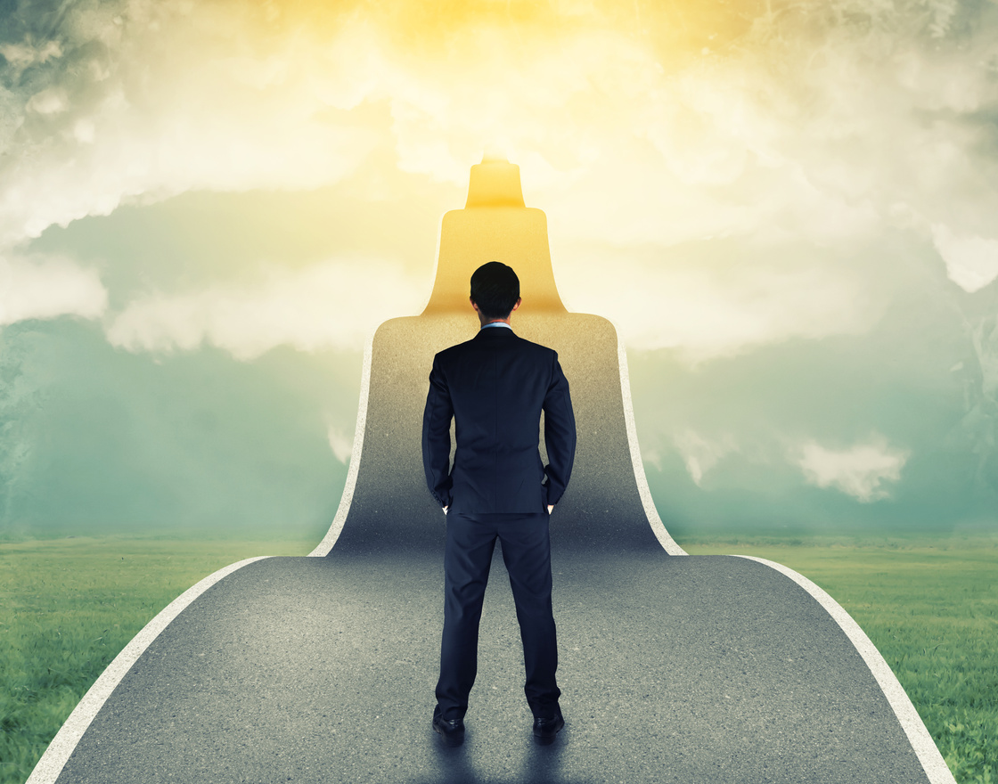 businessman on the road to success in business